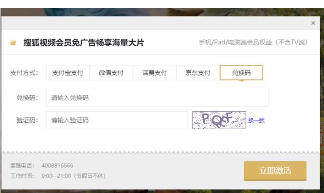 使用搜狐兑换码开通会员